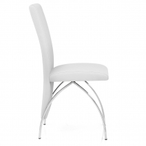 Chaise Faux Cuir Chrome - Dali Blanc