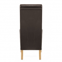 Chaise Bois Cuir Croûté - Carlo Chêne Marron