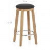 Tabouret de Bar Faux Cuir Bois - Ikon Chêne Noir