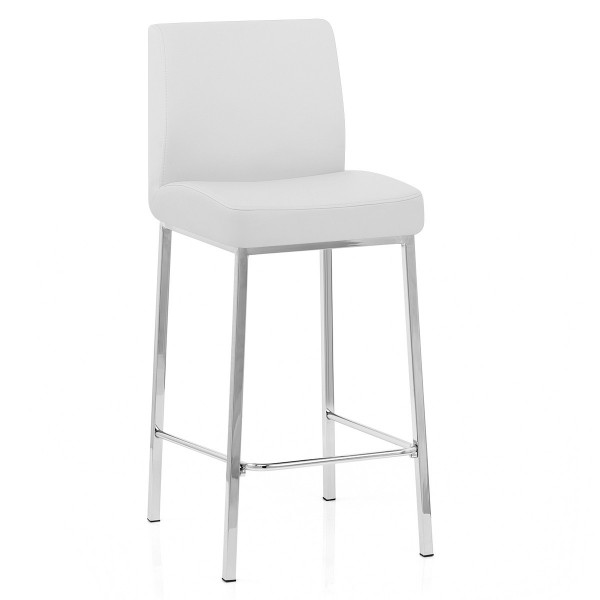 Tabouret Faux Cuir Chrome - Pacino Blanc Tabouret Faux Cuir Chrome - Pacino Blanc