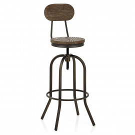 Tabouret De Bar Bois Foncé Vintage Swivel