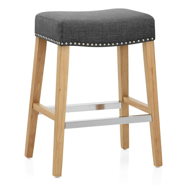 Tabouret Bois Tissu - Audley Gris Foncé Tabouret Bois Tissu - Audley Gris Foncé