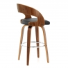 Tabouret Faux Cuir Bois - Alicia Noir