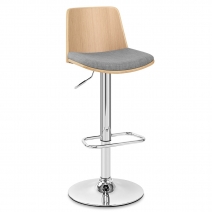 Chaise de Bar Bois Tissu - Crest Gris