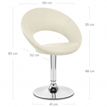 Chaise Faux Cuir Chrome - Clémentine Crème
