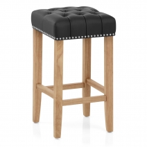 Chaise de Bar Cuir Crouté Bois - Chelsea Noir