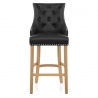 Chaise de bar Cuir Crouté Chêne - Ascot Noir