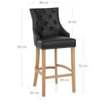 Chaise de bar Cuir Crouté Chêne - Ascot Noir