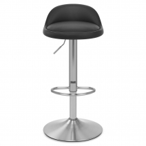 Chaise de bar faux cuir chrome brossé – Lulu Noir