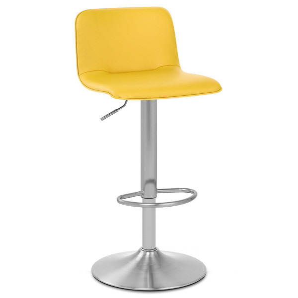 Chaise de Bar Faux Cuir Chrome - Cape Jaune Chaise de Bar Faux Cuir Chrome - Cape Jaune