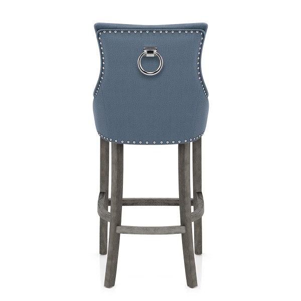 Chaise de Bar Bois Gris Tissu - Ascot Bleu