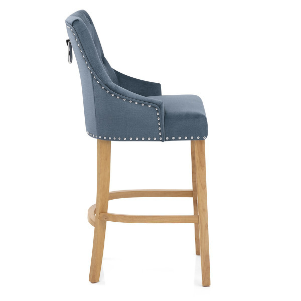 Chaise de Bar Chêne Tissu - Ascot Bleu