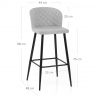 Tabouret de Bar Tissu - Haut Strand Gris