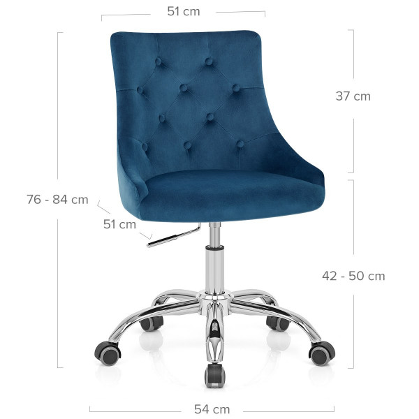 Chaise de Bureau Velours - Sofia Bleu