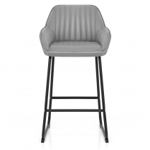 Tabouret de Bar Cuir Véritable - Kanto Gris