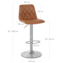 Tabouret de Bar Cuir Véritable - Melody Marron