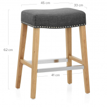 Tabouret Bois Tissu - Audley Gris Foncé
