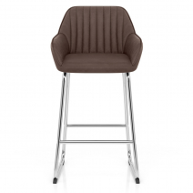 Tabouret de Bar Faux Cuir Chrome - Kanto Marrón